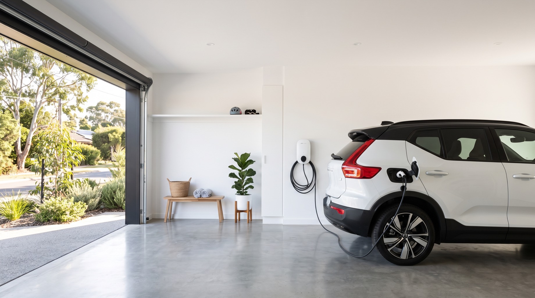 EV charging in a clean Sydney garage
