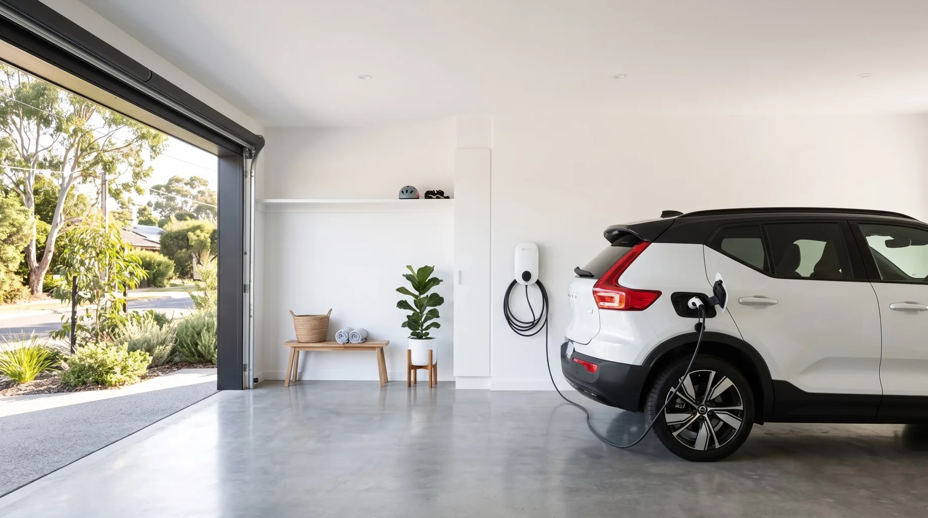 EV charging in a clean Sydney garage