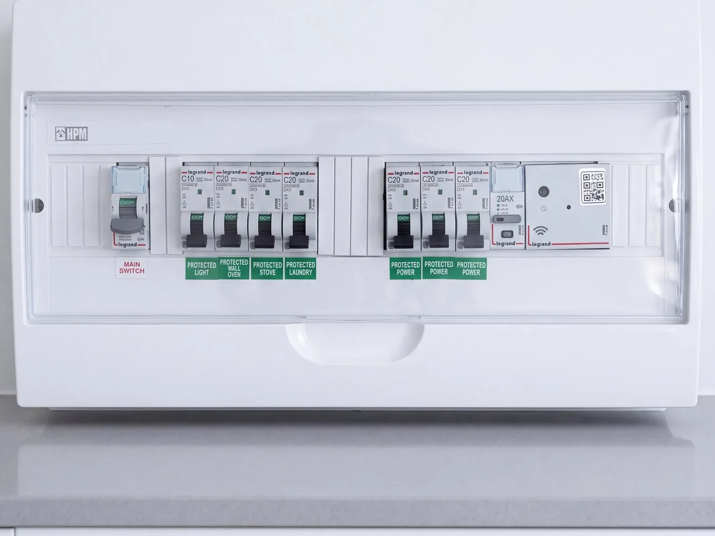 A Voltcore switchboard after installation — every circuit individually labelled and RCBO protected
